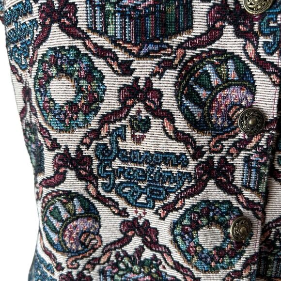 Vintage Bobbie Brooks Christmas Brocade 1990s Vest - Large - Picture 8 of 10